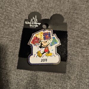 Disney celebration Mickey Mouse name pin jeff